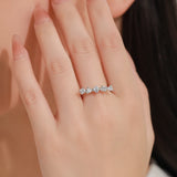 Trendy Geometric Combination Design Sparkling AAAA Lab Created Diamond Silver Ring