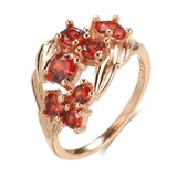 14 Karat Gold Filled Red Shiny AAA Zircon Crystal Elegant Vintage Rings For Women