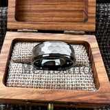 Stepped Edges Multifaceted Hammered Brushed Finish 6/8MM Tungsten Carbide Rings