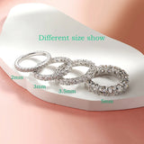 Terrific 2-5mm VVS1 D Colour Moissanite Diamonds Sparkling Eternity Silver Ring