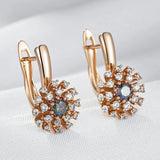 Luxury Filled Rose Gold of 14-Karat Purity Colorful AAA Zircon Crystals Flower Drop Earrings - Fine Jewellery