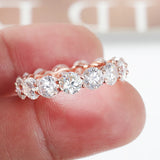 3/3.5/5mm Rose Gold Color VVS1 D Colour Moissanite Diamonds Eternity Silver Ring
