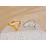 18K Gold Plated Minimalist New Style Stainless Steel Open Chic Adjustable Fashion Ring
