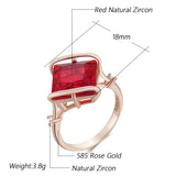 14 Karat Filled Gold Square Red AAA Zircon Crystal High Quality Daily Fine Rings for Women
