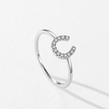 Fashion U Shape Hollow out Hoop AAAA Lab Created Diamond 925 Silver Ring