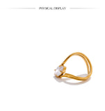 18K Gold Plated Stainless Steel AAA Zirconia Diamond  Delicate Ring Exquisite Fashion Jewellery