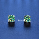 VVS1 Sterling Silver White Pink Yellow Red Orange Moissanite Diamonds Stud Earrings