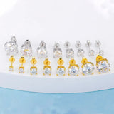 Real 0.1-3CT Moissanite Diamond Stud Earrings Silver Platinum Plated  Fine Jewelry