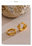 18K Gold Plated Delicate Stainless Steel AAA Zirconia Diamonds Layered Hollow Geometric Ring