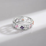 Rainbow Color AAAA Simulated Diamonds 925 Sterling Silver Sparkling Rings - Platinum Plated Exquisite Jewellery - The Jewellery Supermarket