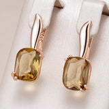 14 Karat Gold Filled Fashion Square Brown AAA Zircon Crystals High Quality Drop Earrings