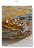 18k Gold Plated Stylish Unique Stainless Steel Pearls Geometric Open Chic Ring