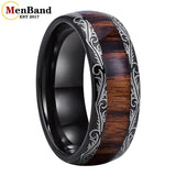 Vintage Koa And Dark Red Wood Inlay Dome 8MM Men Women Tungsten Carbide Rings