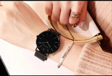 New Simple Elegant Rose Gold Tone Stainless Steel Women Bracelet Watch - Quartz Movement Steel Mesh Watches