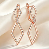 14 Karat Gold Filled Glossy Rhombus Design AAA Zircon Diamonds Dangle Earrings