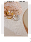 18K Gold Plated Imitation Pearls Stainless Steel Geometric Cast Charm Trendy Ring
