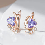 14 Karat  Gold Filled With Shiny Lilac Purple AAA Zircon Diamonds Earrings For Women