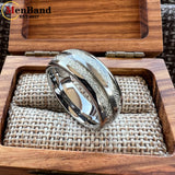 Double Groove White Meteorite Inlay 6MM 8MM Tungsten Wedding Ring Men And Women