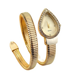 Elegant Creative Water Drop Headed Snake-Shaped Quartz Stainless Steel Strap Watch