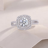 Fabulous 6.5mm VVS1 D Colour Moissanite Diamonds Square Silver Wedding Ring