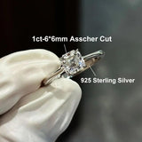 Excellent 1Carat Radiant/Asscher Cut Moissanite Diamond Rings 925 Silver Wedding Engagement GRA Certified Jewellery