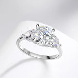 Awesome 2/4 Carat Moissanite Diamonds 3-Row Rings, Fashionable Design, High-End Light Luxury Silver Fine Jewellery