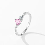 Romantic Dazzling Pink Heart AAAA Lab Created Diamond 925 Sterling Silver Ring