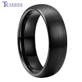 Classic Domed Brushed Finish 6MM 8MM Black Silver Tungsten Men Women Wedding Rings
