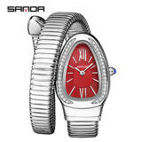 High-end Luxury Zircon Diamond inlaid Snake Shaped Women's Quartz Watches Retro Light Luxury Quartz Jewellery
