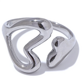 18K Gold Plated Stainless Steel Heart Love Hollow Minimalist Ring