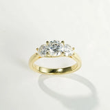 Dazzling 3-Stone VVS1 D Colour Moissanite 925 Silver Engagement Wedding Ring
