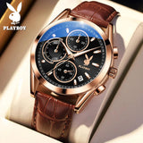 Original Luxury Brand Men's Leather Strap Quartz Watch High Quality Business Wristwatch Trendy Men's Watch