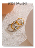 18K Gold Plated Distinctive Stainless Steel Metal Four Finger Stacking Trendy Unusual Ring