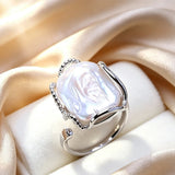 Luxury Beaded Design Freshwater Big Baroque Pearl Silver Gold Colour Cocktail Rings