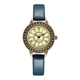 New Vintage Brown Retro Roma Quartz Ladies Quartz Small Dial Leather Band Women Bracelet Watches - The Jewellery Supermarket