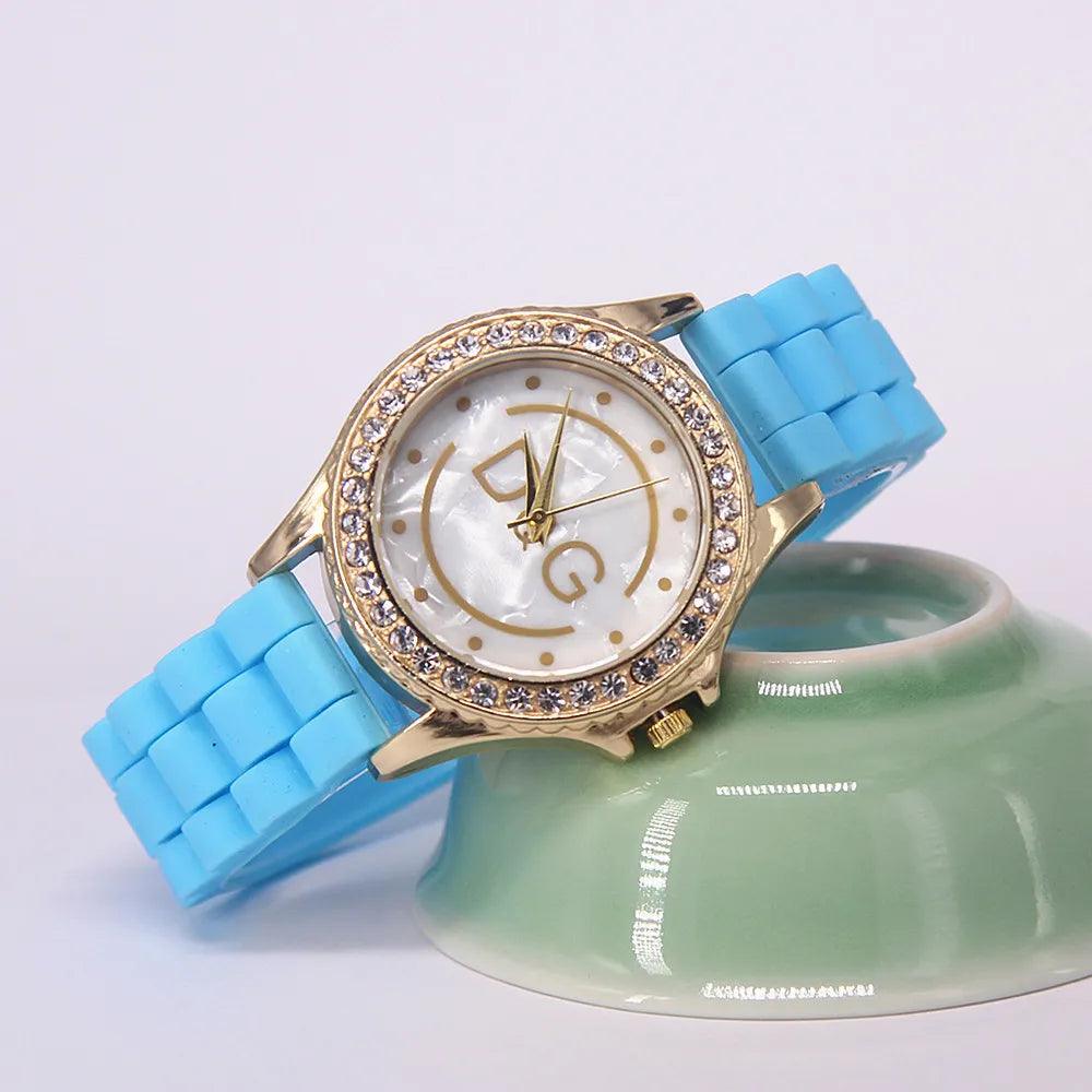 Luxury Famous Brand Ladies Watches - Multicolour Silicone Strap Sports Diamond Quartz Wrist Watches For Women - The Jewellery Supermarket