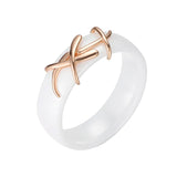 14 Karat Rolled Gold White or Black Ceramics Unique Jewellery Rings For Women