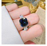 Hip Hop Style Blue Treasure Ring Inlaid with High Quality AAAAA High Carbon Diamonds , Party Engagement Jewellery