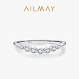 Simple Line Design 925 Sterling Silver Sparkling AAAA Lab Created Diamond Ring