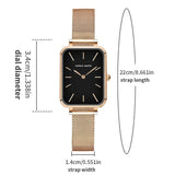 New Elegant Square Women Stainless Steel Mesh Strap Fashion Japanese Movement Rose Gold Tone Leisure Fashion Watches