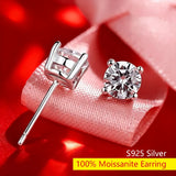 Classic Moissanite Diamonds 925 Sterling Silver Fine Jewellery Stud Earrings