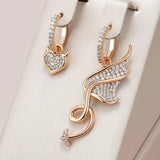 14K Filled Gold AAA Zircon Diamonds Asymmetrical angel/devil wing and heart Earrings