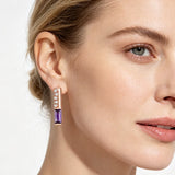 Splendid Purple AAA Zircon Diamonds 14K Filled Gold Drop Square Earrings