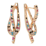 14 Karat Rolled Gold Full Colourful AAA Zircon Crystals  Glossy Dangle Earrings for Women