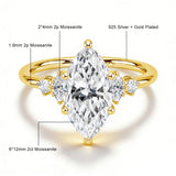 Impressive GRA Certified 2CT Marquise Cut Moissanite High Quality 14K Gold Filled Ring