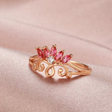 New Fashion 14K Filled Rose Gold Hollow Flower Pink Natural AAA Zircon Crystals - Ethnic Bridal Vintage Jewellery