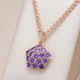 Thick Texture Full Star Inlay 14K Filled Rose Gold AAA Purple Zircon Crystals Necklaces - Party Jewellery