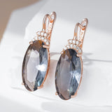 14 Karat Gold Filled Grey Oval Drop Dangle AAA+ Lab Created Diamonds Earrings