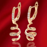 14 Karat Gold Filled Simple Geometric AAA Zircon Diamonds Long Drop Earrings For Women