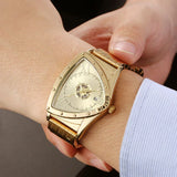 Luxury Brand Triangle Men Sports Quartz Watches For Men - Stainless Steel Golden Waterproof Popular Wrist Watches